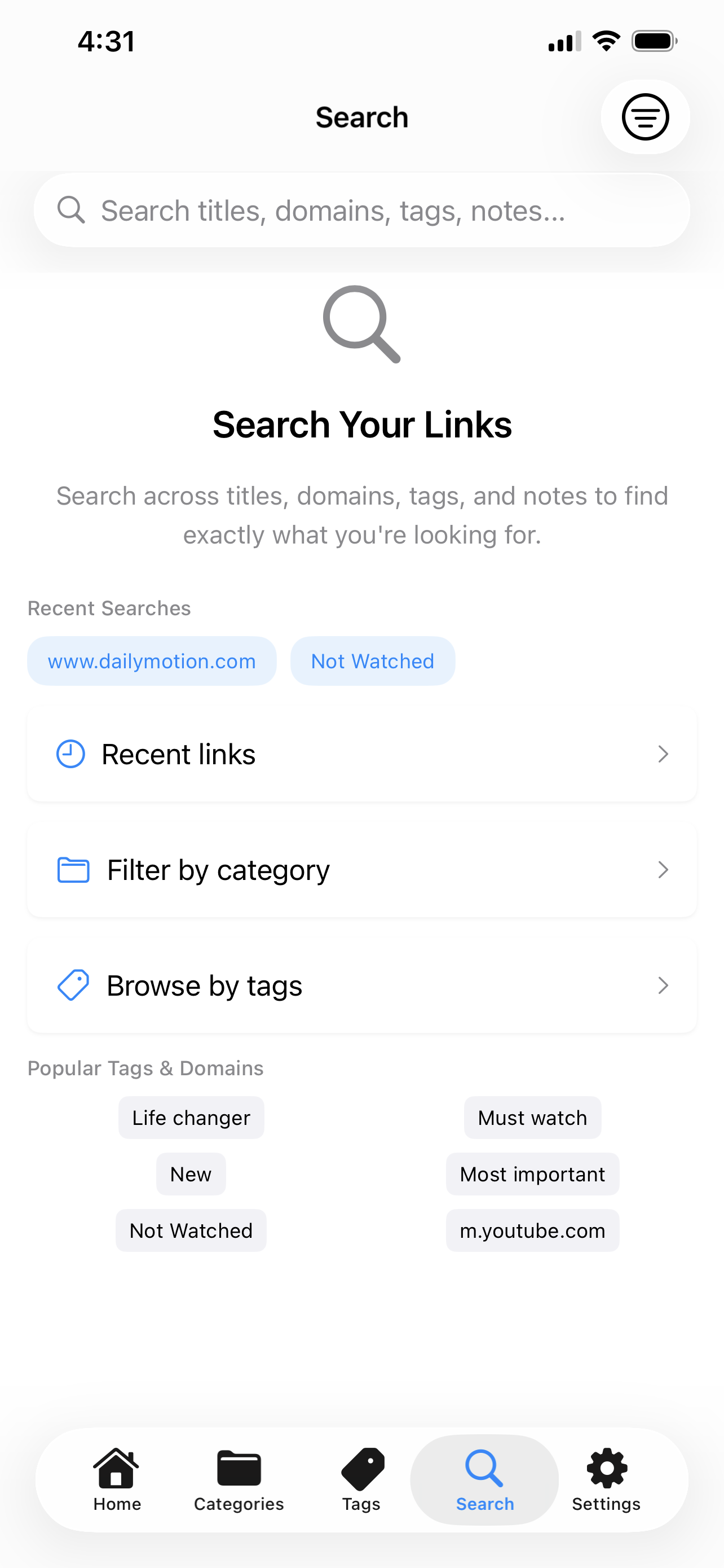 LinkBay powerful search interface with filtering options